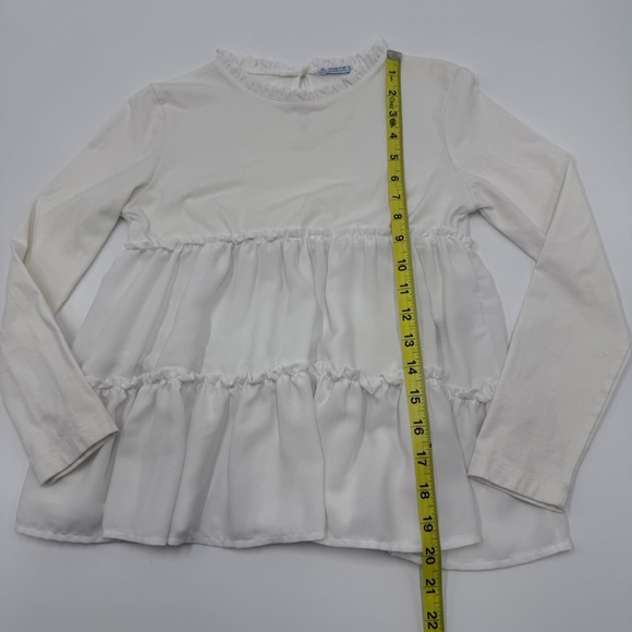 Mayoral Girls’ Tiered Ruffle Tunic Blouse Top White Size 10 Swing Back Button - Picture 5 of 6